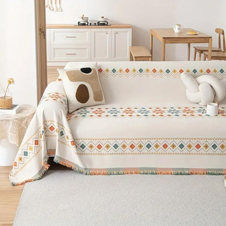 Boho Chenille Sofa Cover With Tassels in Four Sizes | Boho Chenille for Chairs to Sofas | Sofa Covers