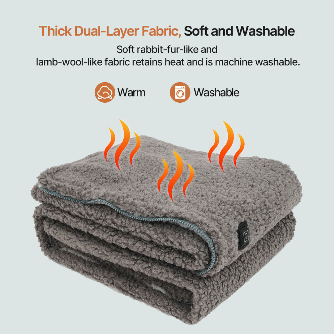 USB Heated Throw Blanket with 3 Heat Levels, Sherpa Fleece and Zipper | Zip-Up USB Heated Throw | Heated Blankets