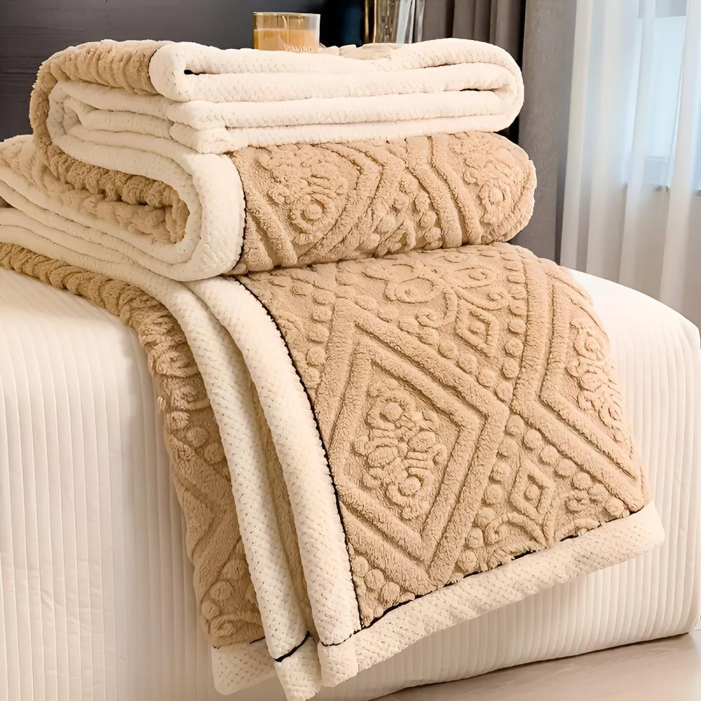 Mandala Carved Velvet Sherpa Blanket for Year-Round Warmth | Carved Mandala, Sherpa Backing | Throw Blankets