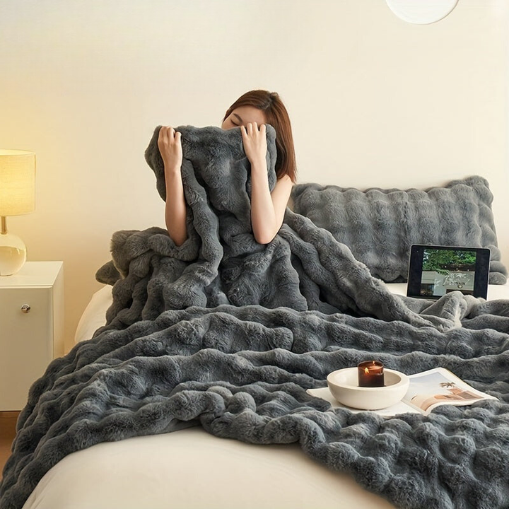 Double-Sided Faux Rabbit Fleece Blanket, Soft and Warm in Four Sizes | Plush Double-Sided Rabbit Fleece | Throw Blankets