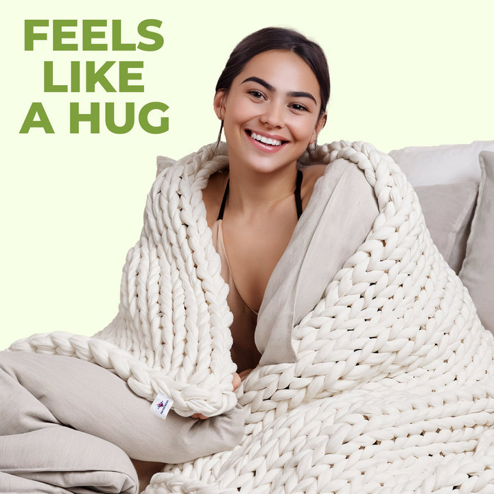 Chunky Knit Throw Blanket Handwoven in Four Sizes | Cozy Texture for Sofas and Beds | Throw Blankets