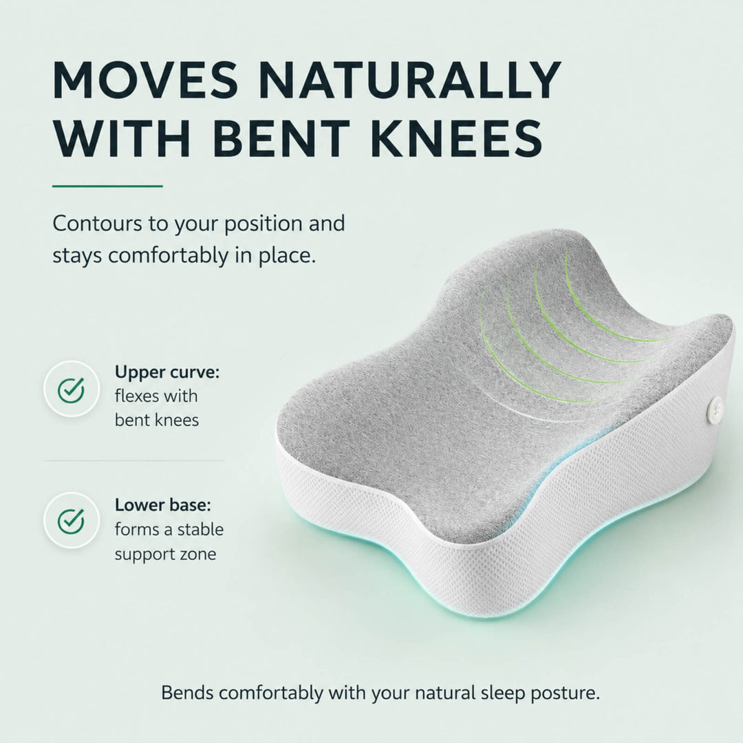 Ergonomic Memory Foam Knee Pillow with Cooling Design and Washable Cover | Cooling Memory Foam Between the Knees | Knee Pillows