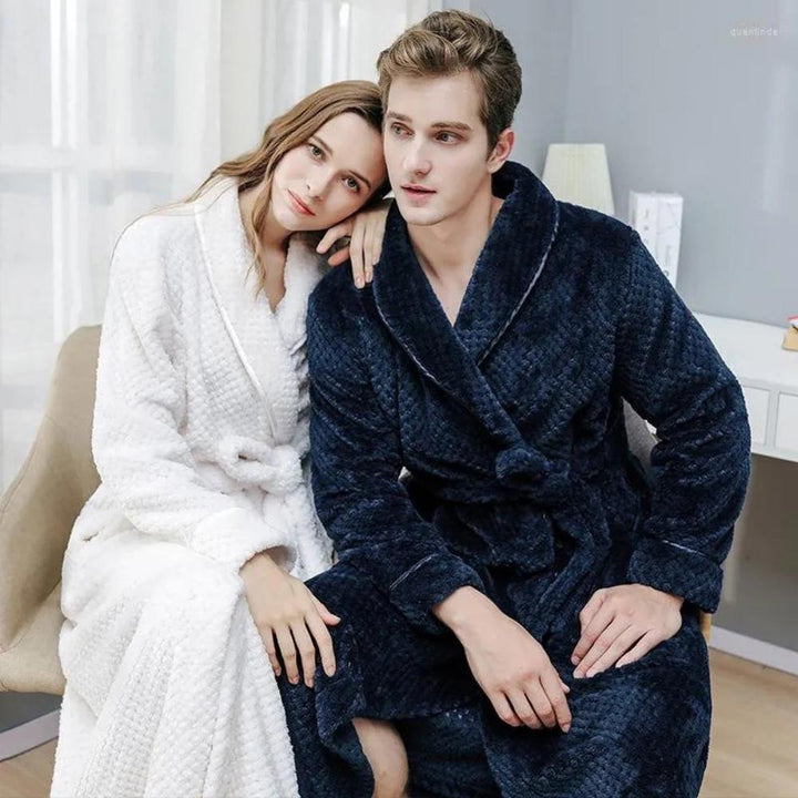 Unisex Fleece Winter Bathrobe with Pockets in Soft Plush Fabric | Warm Fleece for Cold Mornings | Robes