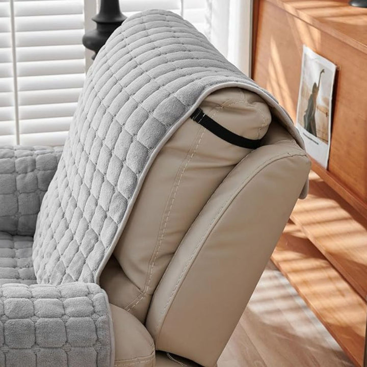 Quilted Non Slip Recliner Cover with Grid Stitching and Side Pocket | Quilted Recliner Cover with Pocket | Recliner Covers