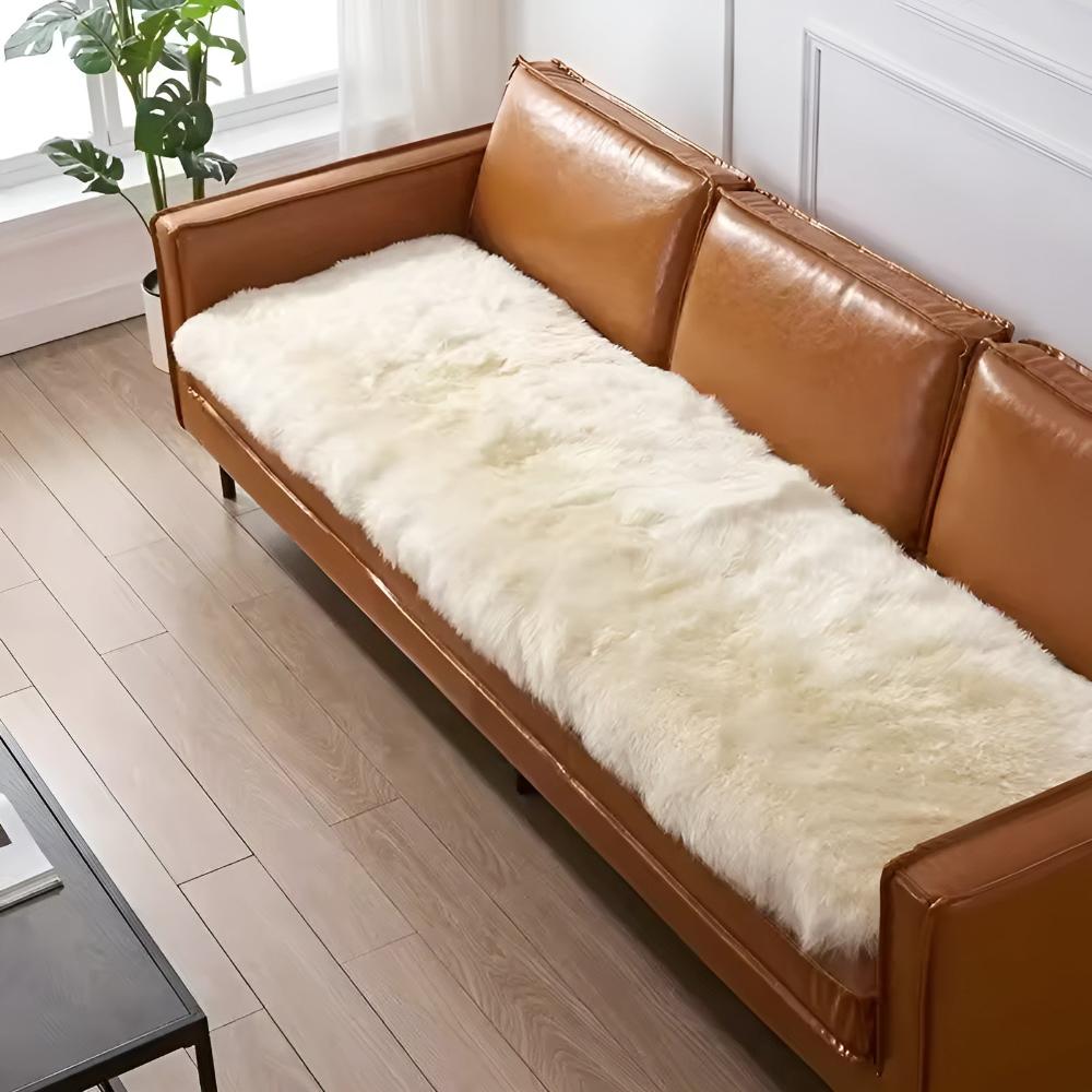 Plush Faux Fur Couch Cover with Anti-Slip Backing | Faux Fur Softness for Couches | Sofa Covers