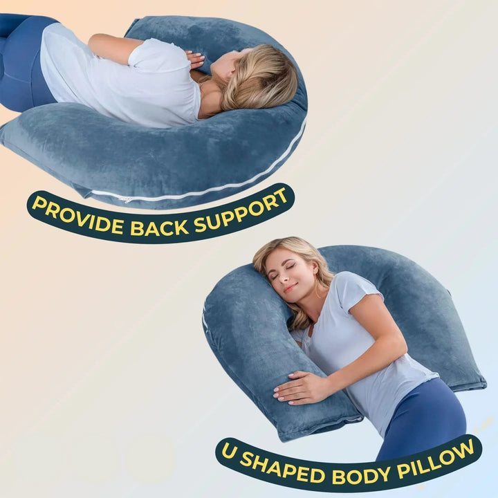U-Shaped Folding Reading Pillow with Tencel Cover and Velvet Cover | Folding Support for Long Reads | Wedge Pillows