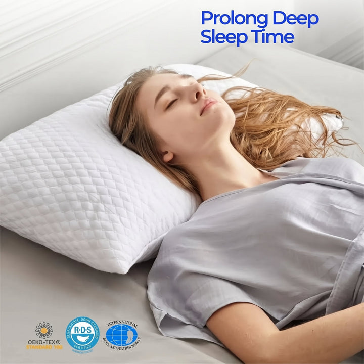 Zero-Pressure Shredded Memory Foam Side Sleeper Pillow with Washable Cover | Adjustable Comfort for Side Sleepers | Bed Pillows