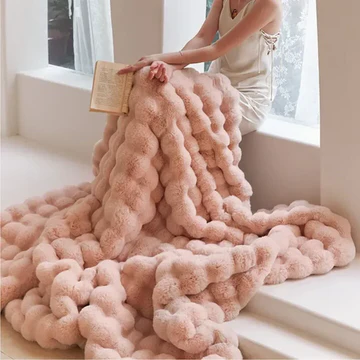 Rabbit Faux Fur Throw Blanket, Double-Lined and All-Season Soft | Cloud-Soft Faux Fur, All Year | Throw Blankets