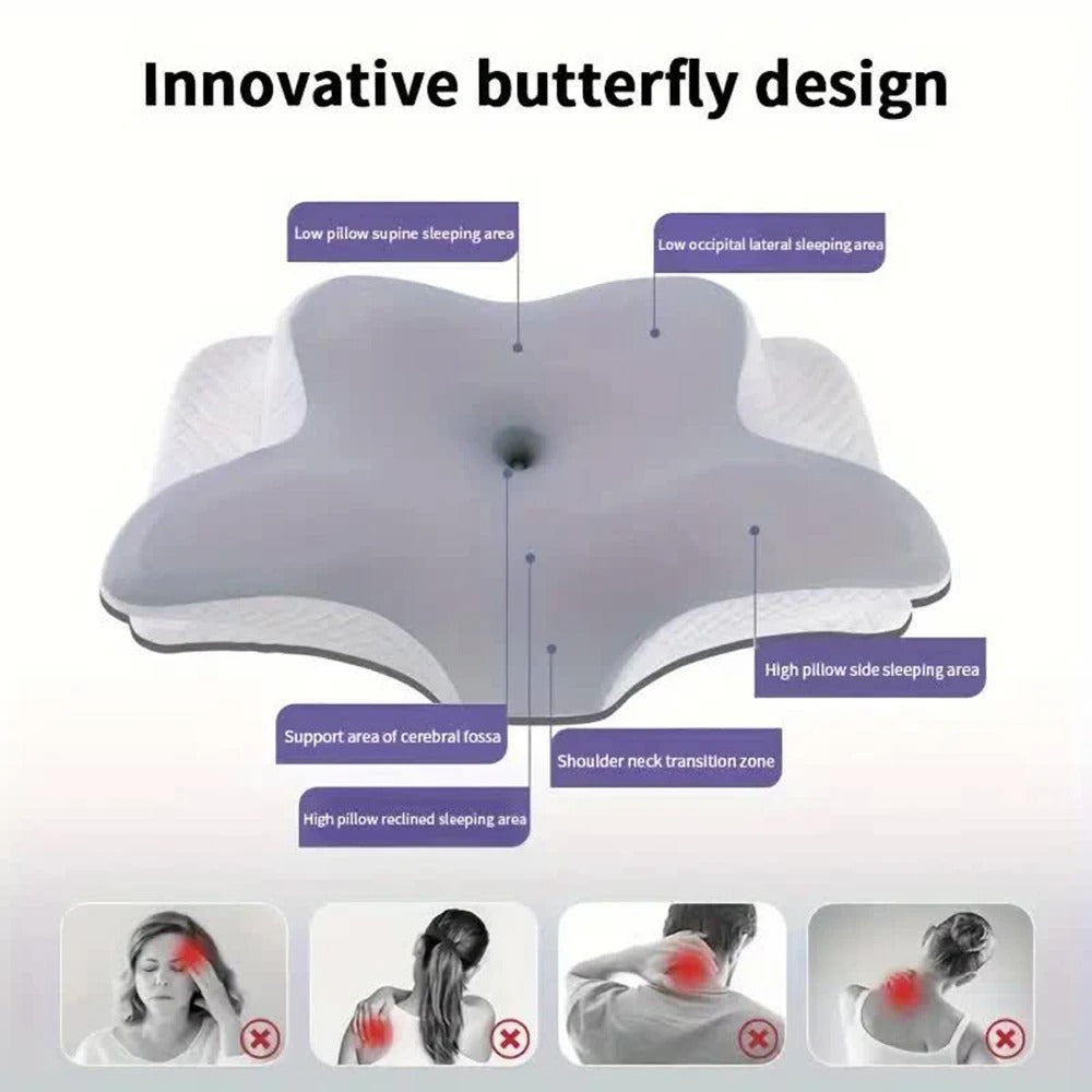Contoured High-Density Memory Foam Neck Pillow for All Sleeping Positions | Cradled Head, Natural Neck Line | Bed Pillows