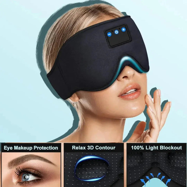 3D Contoured Bluetooth Sleep Mask with Built-In Headphones | Light-Blocking Comfort with Sound | Sleep Masks