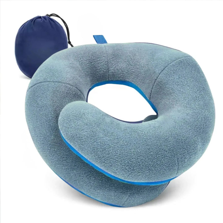Double-Support Travel Neck Pillow with Chin Support and Carry Case | Head, Neck and Chin Support | Travel Pillows