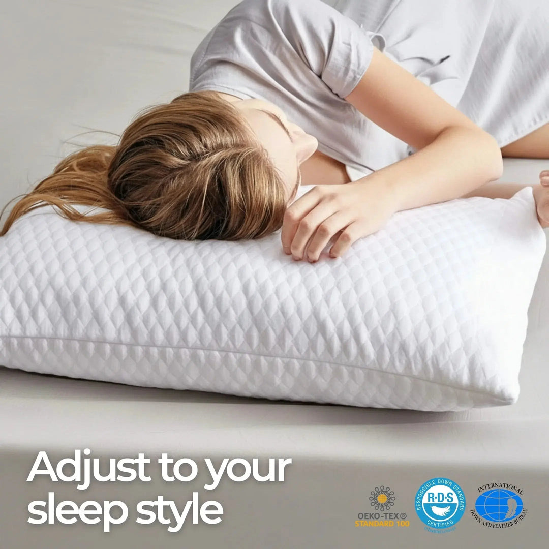 Zero-Pressure Shredded Memory Foam Side Sleeper Pillow with Washable Cover | Adjustable Comfort for Side Sleepers | Bed Pillows