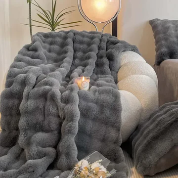 Rabbit Faux Fur Throw Blanket, Double-Lined and All-Season Soft | Cloud-Soft Faux Fur, All Year | Throw Blankets
