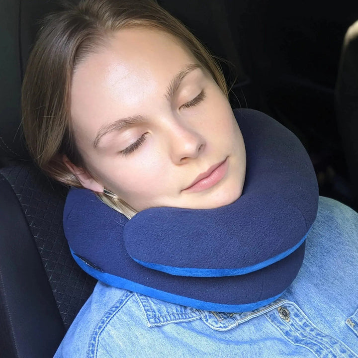 Travel Neck Pillow with Double Head, Neck and Chin Support, Washable | Multi-Position Support for Long Trips | Travel Pillows