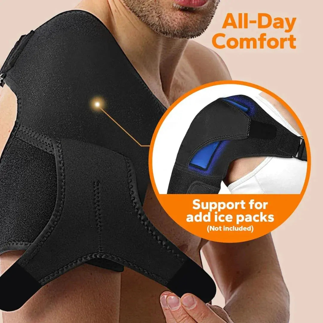 Adjustable Shoulder Brace with Elastic Compression Wrap for Left or Right | Compression Wrap for Active Days | Support Braces