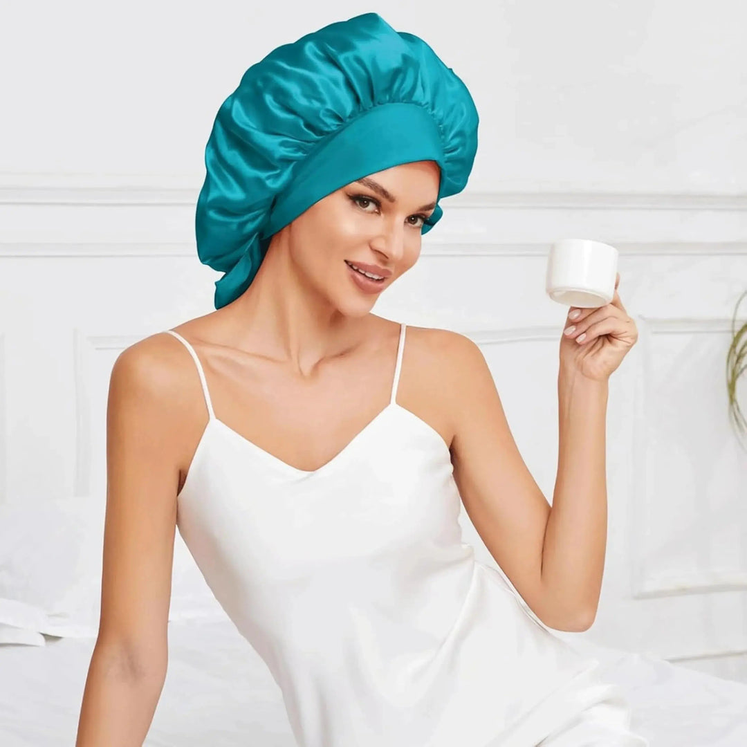Satin Silk Sleep Bonnet with Adjustable Tie Band | Gentle Overnight Hair Cover | Sleep Bonnets