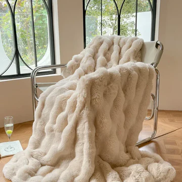 Rabbit Faux Fur Throw Blanket, Double-Lined and All-Season Soft | Cloud-Soft Faux Fur, All Year | Throw Blankets