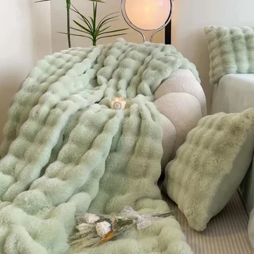 Rabbit Faux Fur Throw Blanket, Double-Lined and All-Season Soft | Cloud-Soft Faux Fur, All Year | Throw Blankets