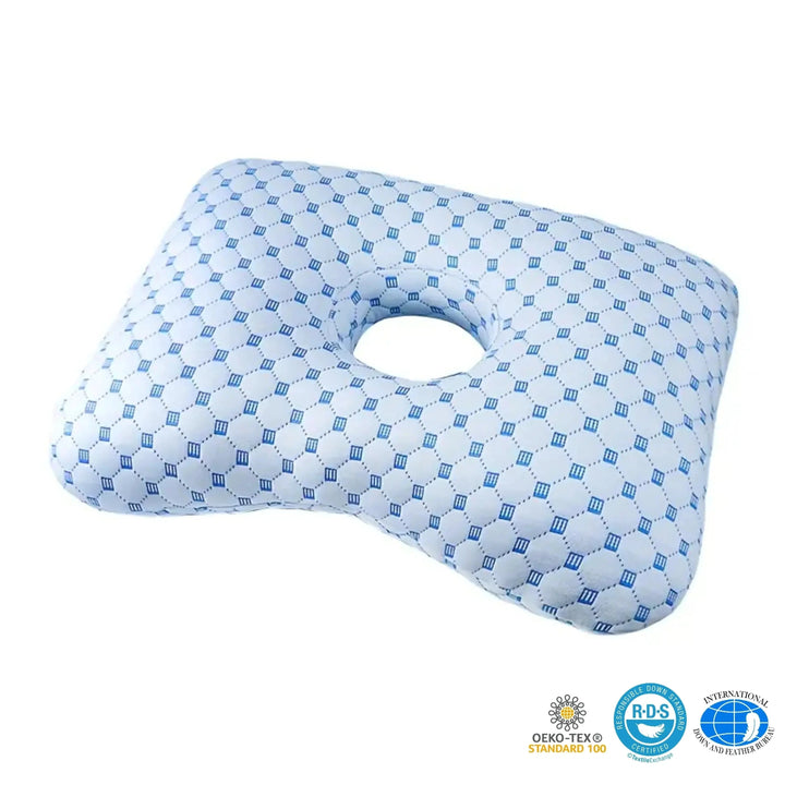 Cutaway Ear Piercing Pillow for Side Sleepers with Open Centre | Ear-Friendly Side Sleeping | Ear Pillows