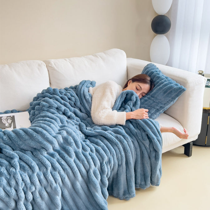 Thick faux rabbit fur throw