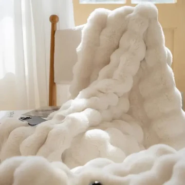 Rabbit Faux Fur Throw Blanket, Double-Lined and All-Season Soft | Cloud-Soft Faux Fur, All Year | Throw Blankets