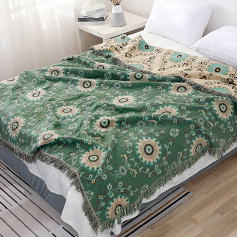 Reversible Cotton Sofa Cover Blanket in Three Sizes, Machine Washable | Reversible Cotton Cover for Sofas and Beds | Throw Blankets