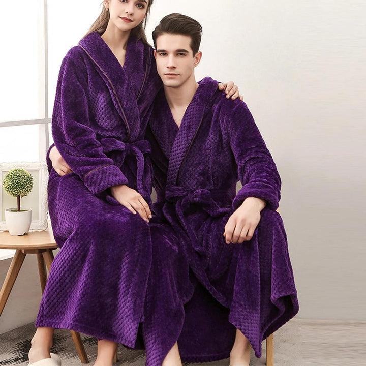 Unisex Fleece Winter Bathrobe with Pockets in Soft Plush Fabric | Warm Fleece for Cold Mornings | Robes