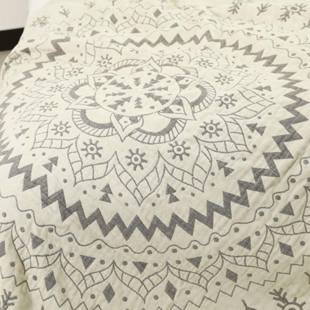 Reversible Mandala Art Pattern Cotton Blanket in Two Sizes | Mandala Art You Can Flip | Throw Blankets