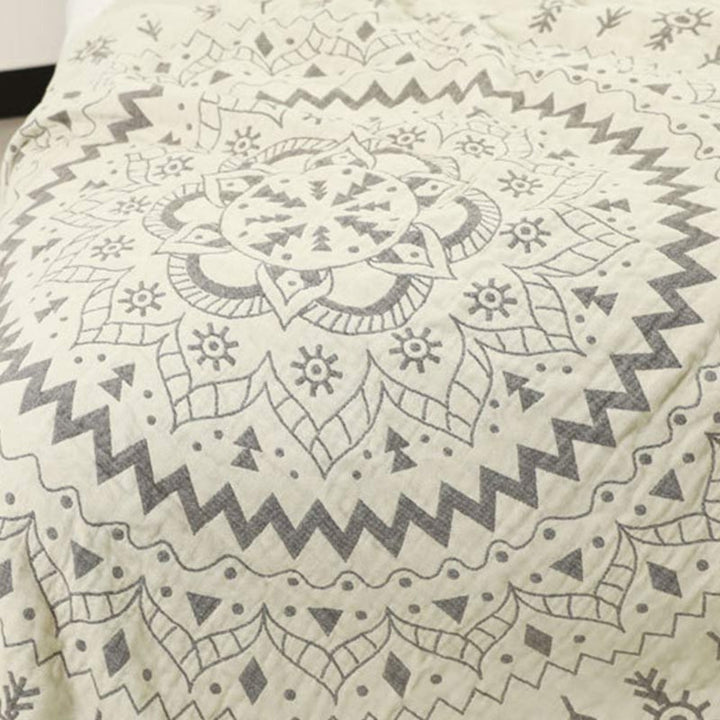 Reversible Mandala Art Pattern Cotton Blanket in Two Sizes | Mandala Art You Can Flip | Throw Blankets