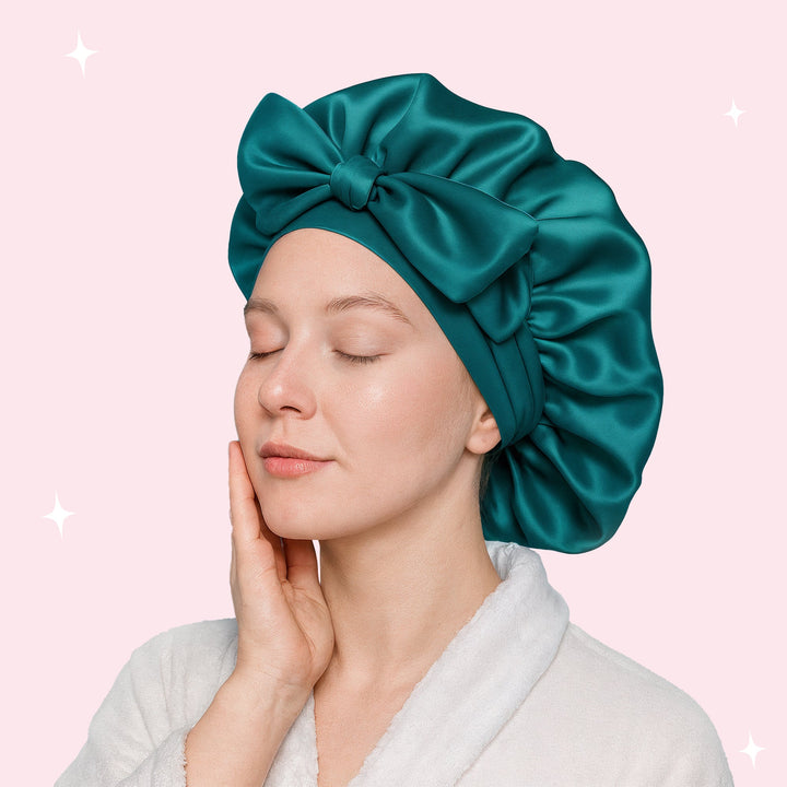 Double-Layer Silk Sleep Bonnet with Adjustable Strap for All Hair | Protect Your Hair Overnight | Hair Bonnets