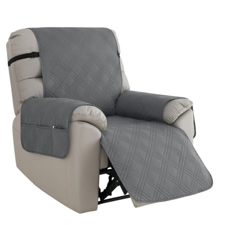 Quilted Waterproof Recliner Slipcover with Side Pocket and Elastic Band | Waterproof Recliner Cover, Fresh Look | Recliner Covers