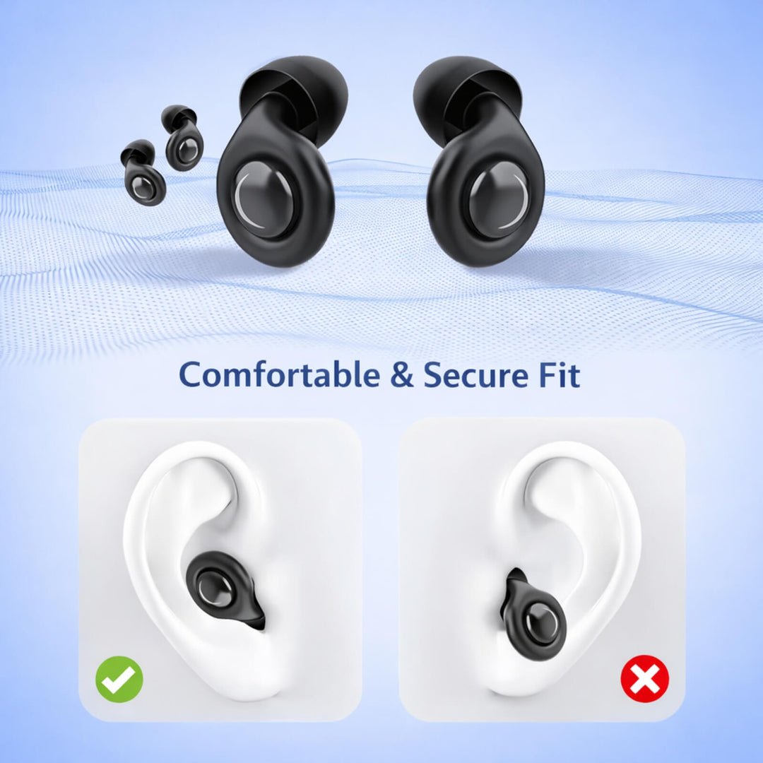 Reusable Silicone Sleep Earplugs with Multiple Ear Tip Sizes and Case | Soft Seal Earplugs for Quiet Nights | Earplugs