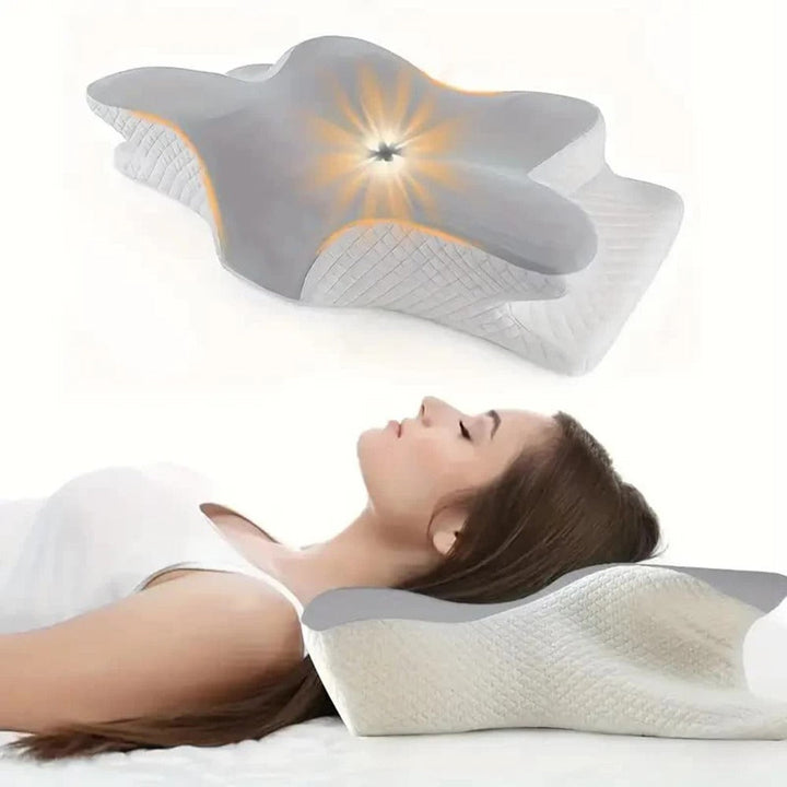 Contoured High-Density Memory Foam Neck Pillow for All Sleeping Positions | Cradled Head, Natural Neck Line | Bed Pillows