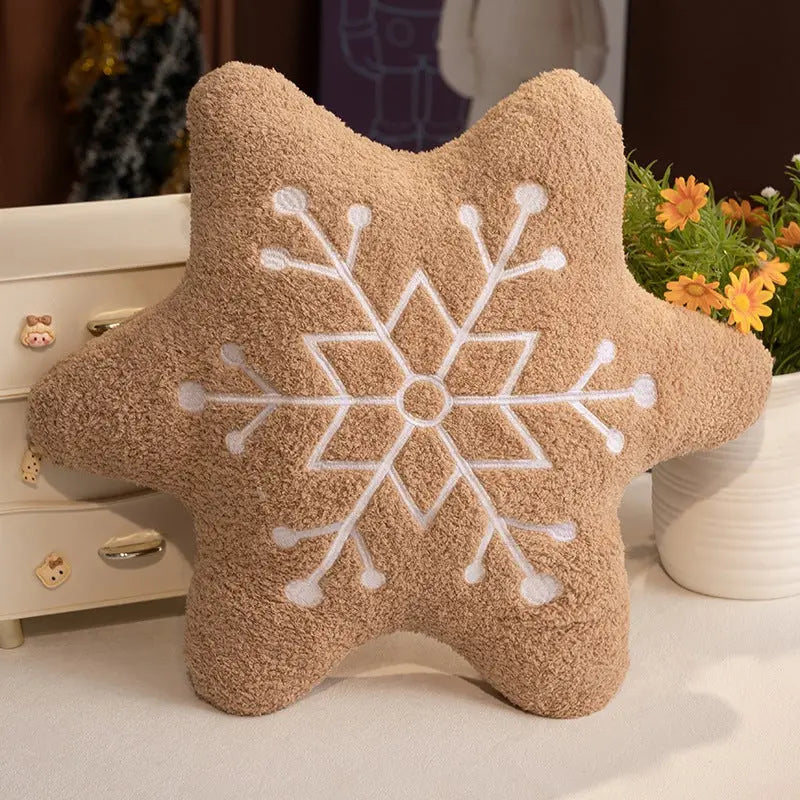 Gingerbread Christmas Plush Pillow, 36 cm Cookie-Shaped Decor | Cookie-Inspired Holiday Cheer | Holiday Decor