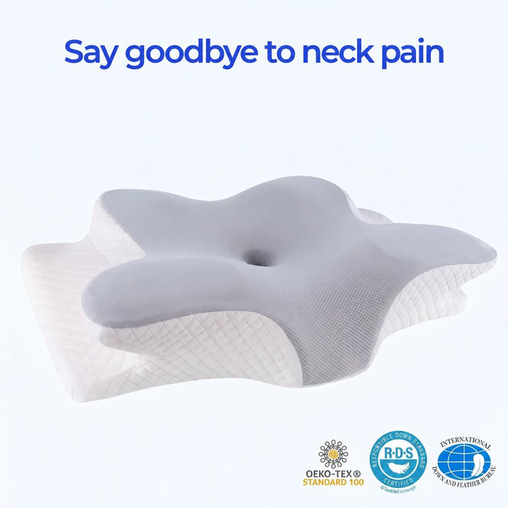 High Loft Memory Foam Contour Pillow with Breathable Cooling Cover | Extra Height for Steady Alignment | Bed Pillows