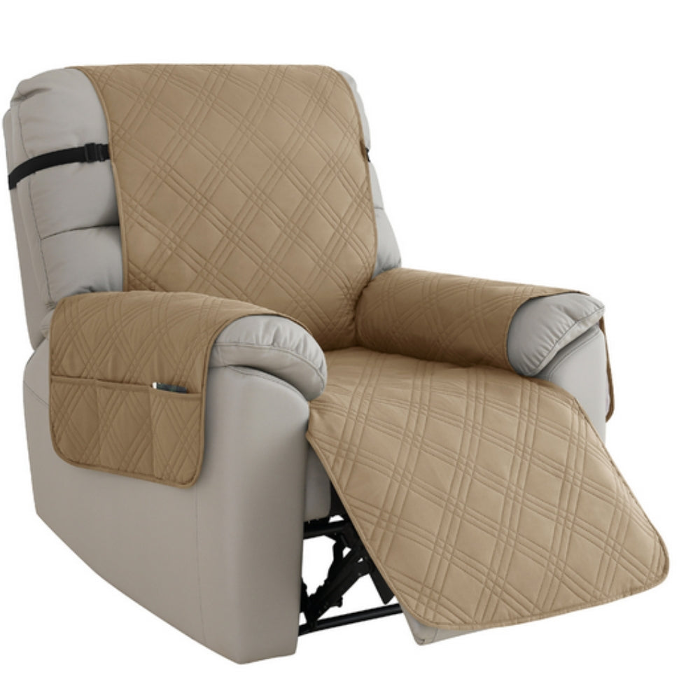 Quilted Waterproof Recliner Slipcover with Side Pocket and Elastic Band | Waterproof Recliner Cover, Fresh Look | Recliner Covers