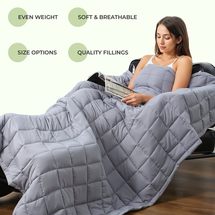 Soft Weighted Blanket in Grey or Blue, 5kg to 11kg | Gentle Weight for Cosy Evenings | Weighted Blankets
