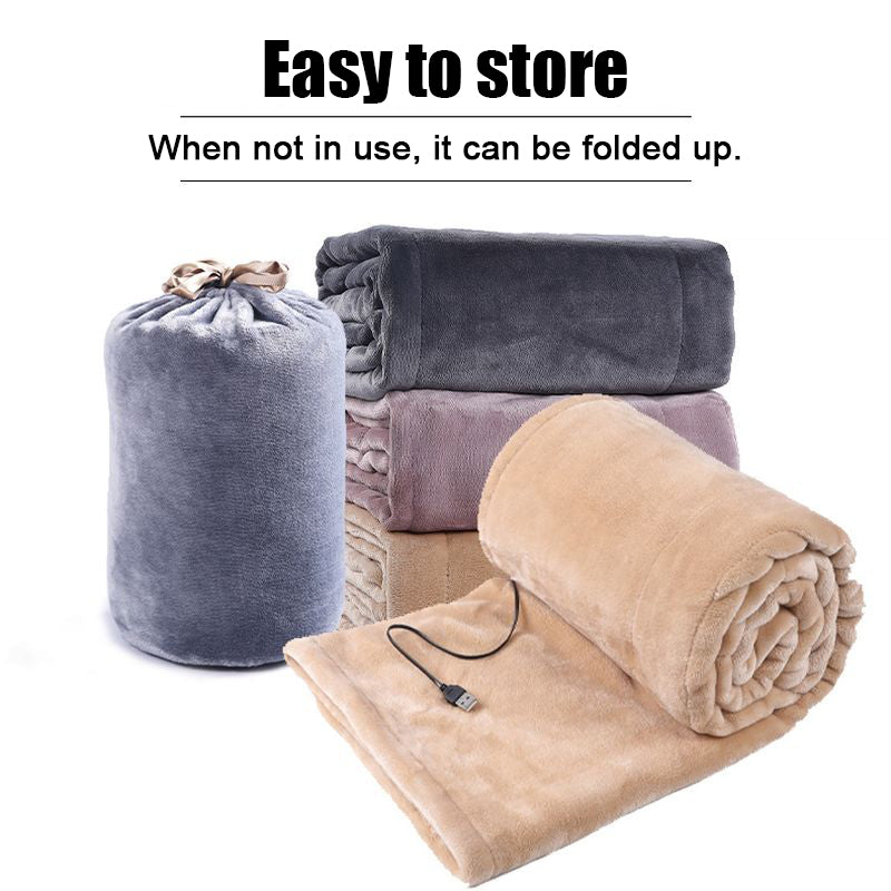 Double-Sided Flannel USB Heated Blanket for Home Car and Camping | USB Flannel Warmth Anywhere | Heated Blankets