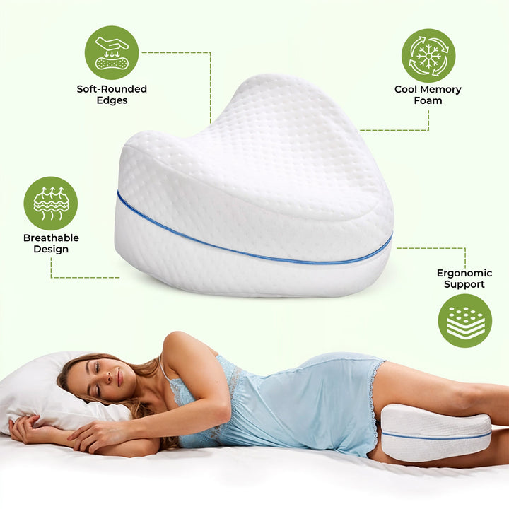 Leg and Knee Memory Foam Support Pillow in Pink, White or Grey | Soft Support for Legs and Knees | Knee Pillows