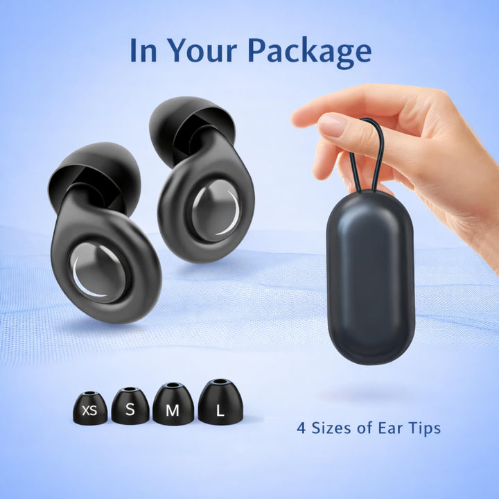 Reusable Silicone Sleep Earplugs with Multiple Ear Tip Sizes and Case | Soft Seal Earplugs for Quiet Nights | Earplugs