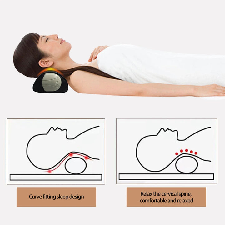 Heated Neck Pillow with Stone Surface and Wired Temperature Controller | Warm Stone Roll for Your Neck | Heated Neck Pillows