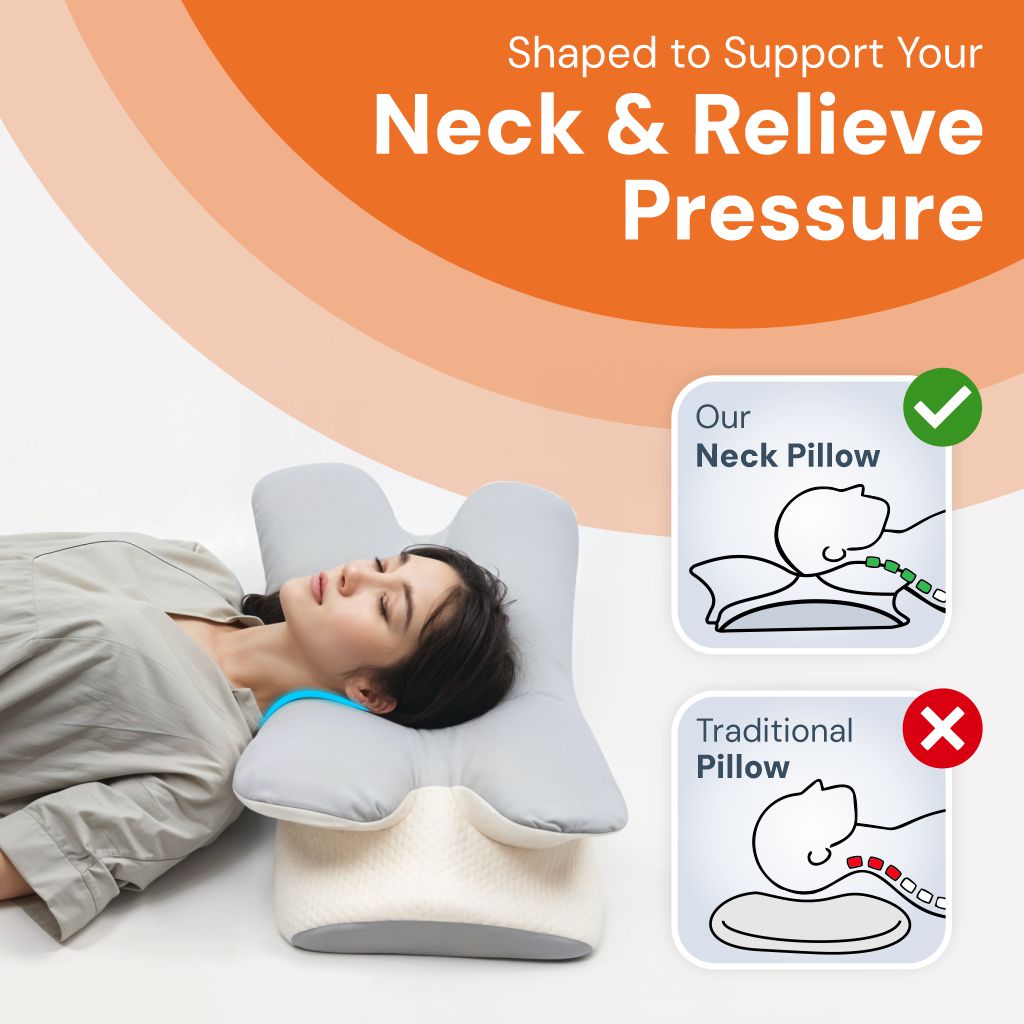 Cervical Pillow with Breathable Ice Silk Pillowcase Included | Cool Comfort From Head to Neck | Bed Pillows