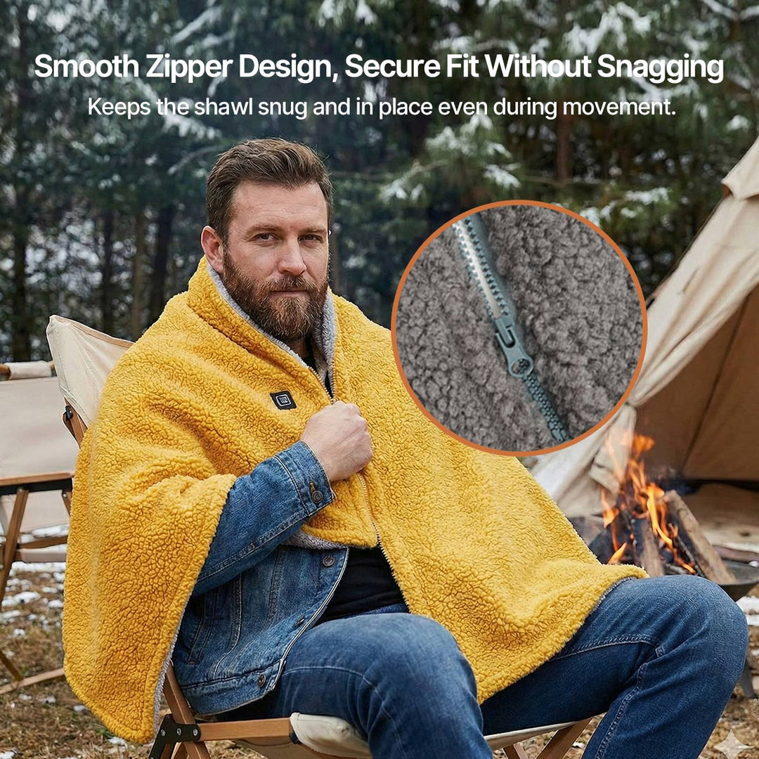 USB Heated Throw Blanket with 3 Heat Levels, Sherpa Fleece and Zipper | Zip-Up USB Heated Throw | Heated Blankets