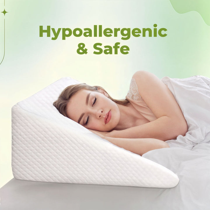 Gel Memory Foam Wedge Pillow with Bamboo Cover for Back and Leg Support | Wedge Support for Sitting and Resting | Wedge Pillows