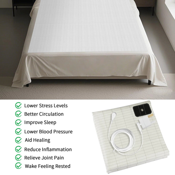 Grounding Sheet with Cotton and Silver Fiber, Connection Cord Included | Conductive Cotton Sheet with Cord | Bed Sheets