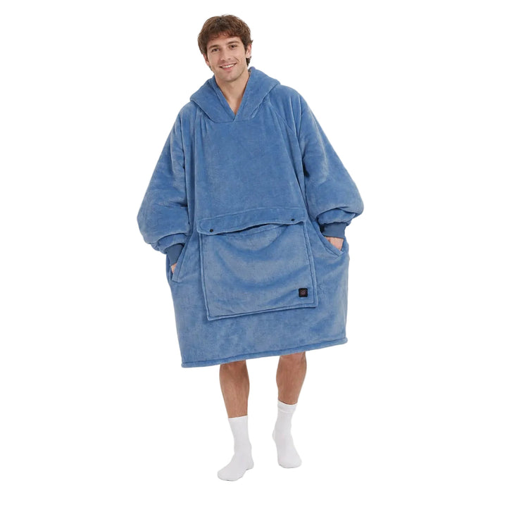 USB Heated Blanket Hoodie with 3 Heating Zones, Thick Flannel, Unisex | Heated Flannel Hoodie Blanket | Heated Blankets