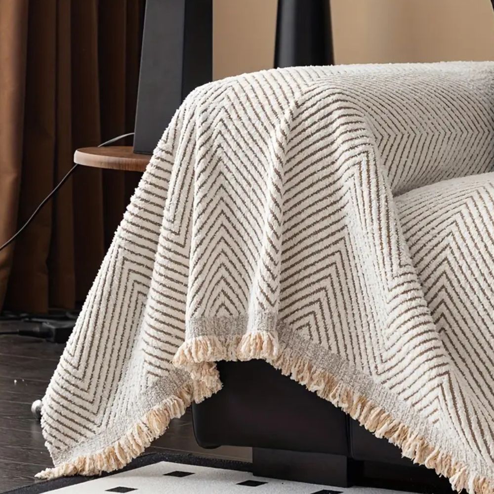 Herringbone Stripe Non Slip Water Resistant Sofa Cover, 71 Inch Wide | Non Slip Herringbone Stripe Cover | Sofa Covers