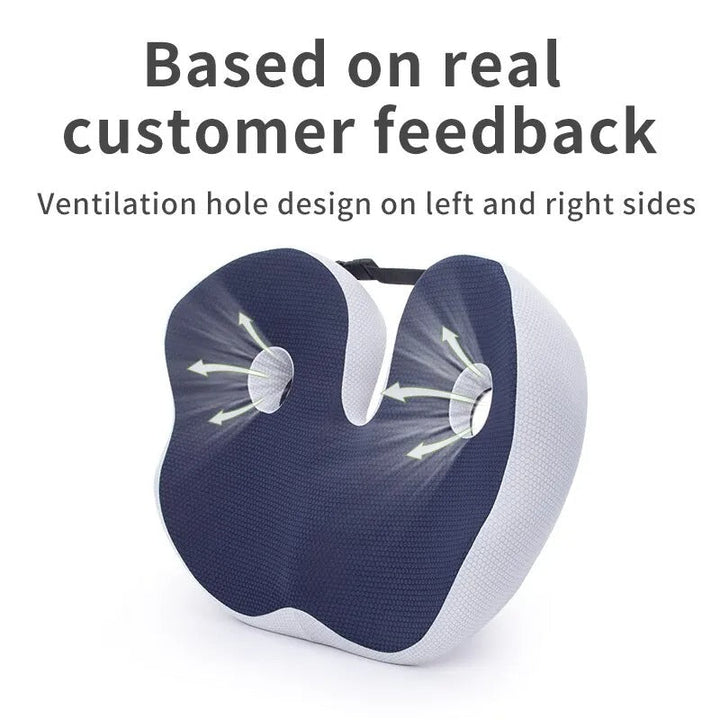 Ergonomic Memory Foam Seat Cushion with Tailbone Contour for Office and Car | Seat Comfort for Long Sitting | Seat Cushions
