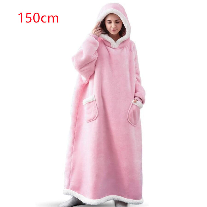 Oversized hoodie blanket with sherpa hood