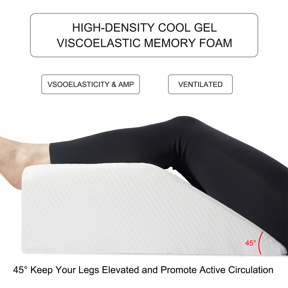 High-Density Memory Foam Leg Elevation Wedge with Bamboo-Blend Washable Cover | Raise Tired Legs in Comfort | Wedge Pillows